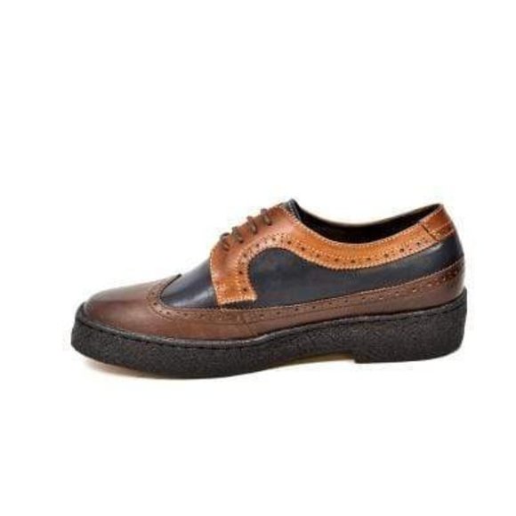 British Walkers Wingtip Men's 3 Tone Navy, Brown and Tan Leather Oxfords - Picture 7 of 8